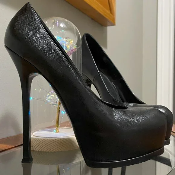 YSL: TRIBTOO 105 Pump, Black Leather, Size 40 (9) - Picture 3 of 8